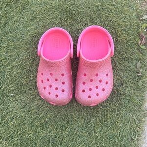 Kids Pink Glitter Clogs